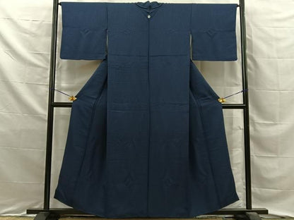 平和屋着物■上質な色無地　花地紋　青褐色　正絹　逸品　BAAY8772hj