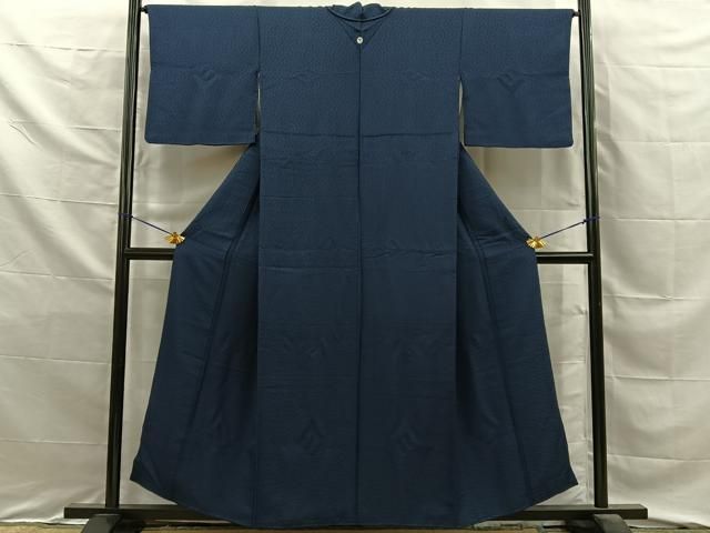 平和屋着物■上質な色無地　花地紋　青褐色　正絹　逸品　BAAY8772hj