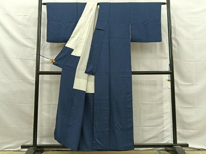 平和屋着物■上質な色無地　花地紋　青褐色　正絹　逸品　BAAY8772hj