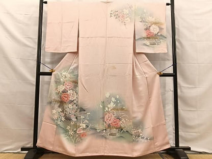 平和屋着物■訪問着　刺繍　花車文　暈し染め　金彩　正絹　逸品　BAAY8773hj