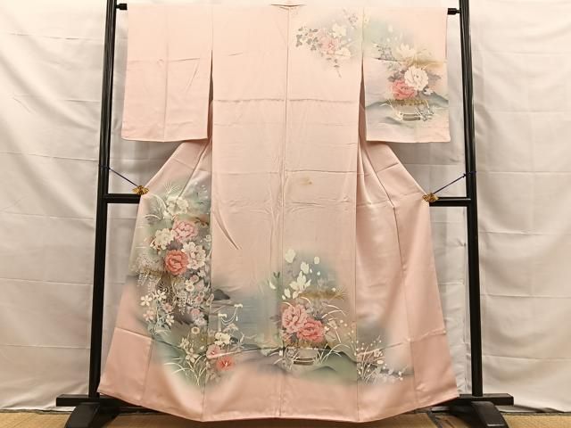 平和屋着物■訪問着　刺繍　花車文　暈し染め　金彩　正絹　逸品　BAAY8773hj