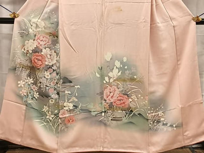 平和屋着物■訪問着　刺繍　花車文　暈し染め　金彩　正絹　逸品　BAAY8773hj
