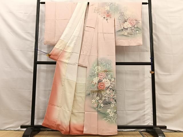 平和屋着物■訪問着　刺繍　花車文　暈し染め　金彩　正絹　逸品　BAAY8773hj
