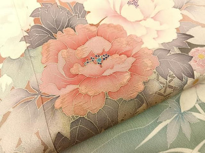 平和屋着物■訪問着　刺繍　花車文　暈し染め　金彩　正絹　逸品　BAAY8773hj