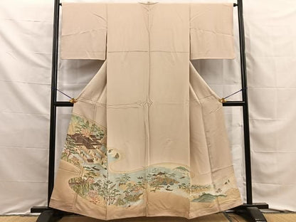 平和屋着物■豪華色留袖　寿光織　名所風景文　暈し染め　金糸　正絹　逸品　BAAY8778hj
