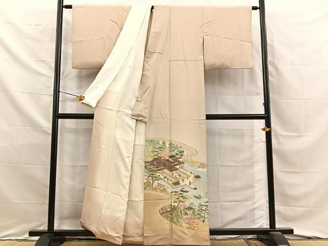 平和屋着物■豪華色留袖　寿光織　名所風景文　暈し染め　金糸　正絹　逸品　BAAY8778hj