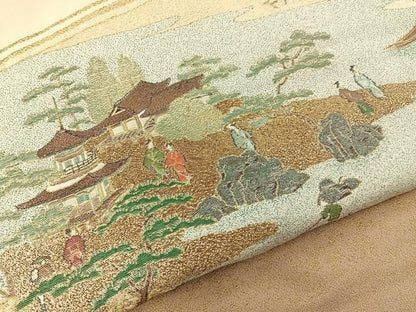 平和屋着物■豪華色留袖　寿光織　名所風景文　暈し染め　金糸　正絹　逸品　BAAY8778hj