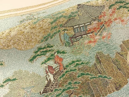 平和屋着物■豪華色留袖　寿光織　名所風景文　暈し染め　金糸　正絹　逸品　BAAY8778hj