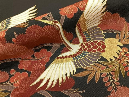 平和屋着物■豪華黒留袖　飛鶴片輪車文　金彩　正絹　逸品　BAAY8779hj