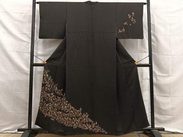 平和屋着物■訪問着　駒刺繍　扇面秋草文　伊勢丹扱い　正絹　逸品　BAAY8780hj