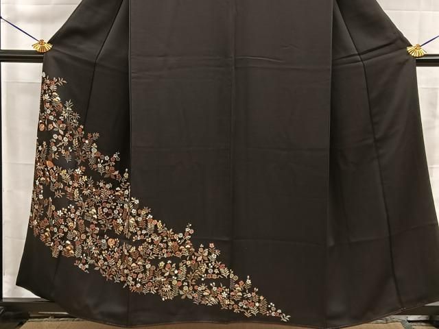 平和屋着物■訪問着　駒刺繍　扇面秋草文　伊勢丹扱い　正絹　逸品　BAAY8780hj
