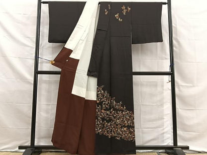 平和屋着物■訪問着　駒刺繍　扇面秋草文　伊勢丹扱い　正絹　逸品　BAAY8780hj