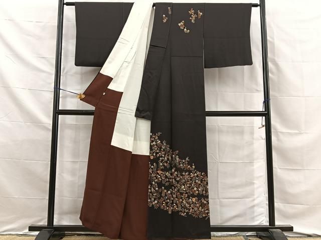 平和屋着物■訪問着　駒刺繍　扇面秋草文　伊勢丹扱い　正絹　逸品　BAAY8780hj