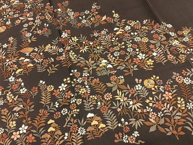 平和屋着物■訪問着　駒刺繍　扇面秋草文　伊勢丹扱い　正絹　逸品　BAAY8780hj