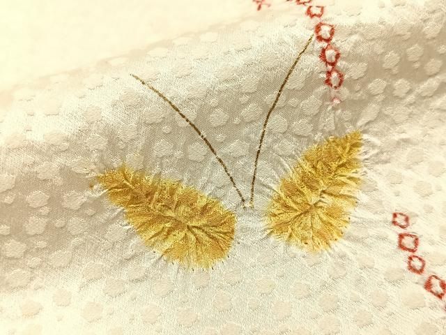 平和屋着物■訪問着　絞り　舞蝶文　金彩　正絹　逸品　BAAY8782hj