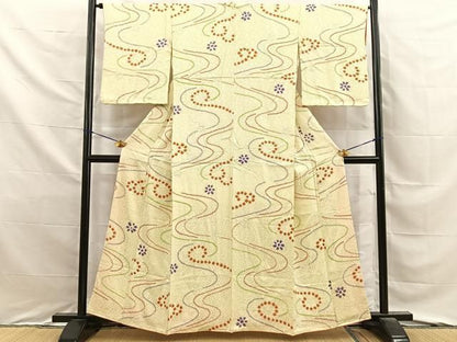 平和屋着物■上質な小紋　総絞り　流水花文　正絹　逸品　BAAY8783hj