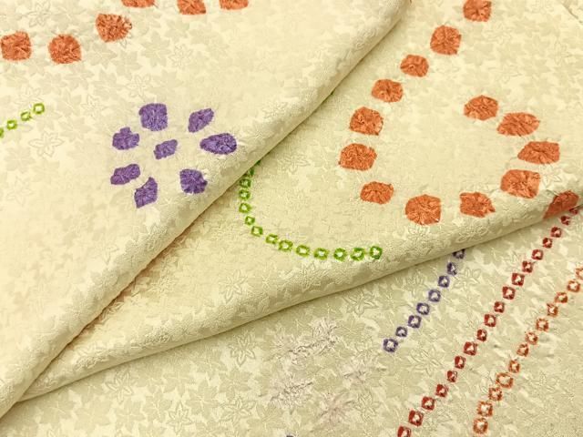 平和屋着物■上質な小紋　総絞り　流水花文　正絹　逸品　BAAY8783hj
