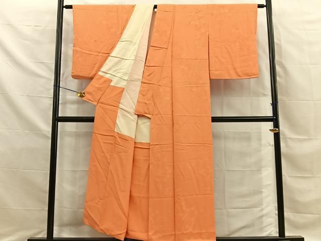 平和屋着物■上質な色無地　草花地紋　赤朽葉色　正絹　逸品　BAAY8785hj