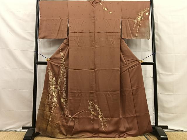 平和屋着物■訪問着　流水檜扇花文　暈し染め　金彩　正絹　逸品　BAAY8786hj