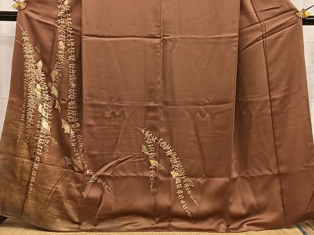 平和屋着物■訪問着　流水檜扇花文　暈し染め　金彩　正絹　逸品　BAAY8786hj