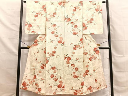 平和屋着物■上質な小紋　枝桜文　正絹　逸品　BAAY8787hj