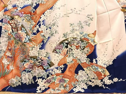 平和屋着物■豪華振袖　刺繍　地紙御所車花文　暈し染め　金彩　正絹　逸品　BAAY8788hj