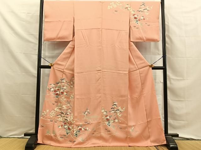 平和屋着物■訪問着　松竹梅　流水花文　正絹　逸品　BAAY8789hj