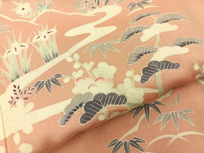 平和屋着物■訪問着　松竹梅　流水花文　正絹　逸品　BAAY8789hj