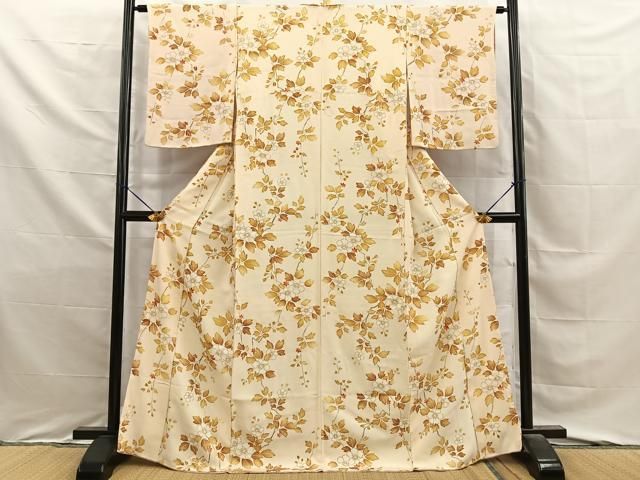 平和屋着物■上質な小紋　枝花文　金彩　正絹　逸品　BAAY8790hj