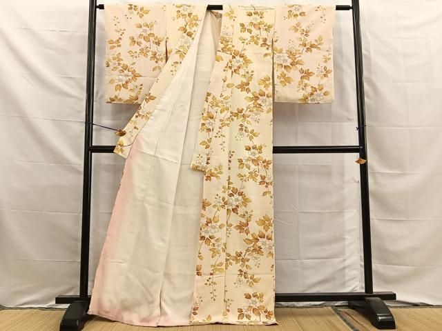 平和屋着物■上質な小紋　枝花文　金彩　正絹　逸品　BAAY8790hj