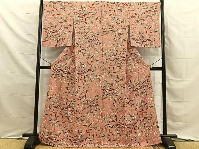 平和屋着物■上質な小紋　枝花文　三越扱い　正絹　逸品　BAAY8792hj