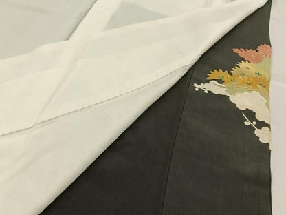 平和屋着物■豪華黒留袖　駒刺繍　松竹梅菊文　金彩　正絹　逸品　BAAY8794hj
