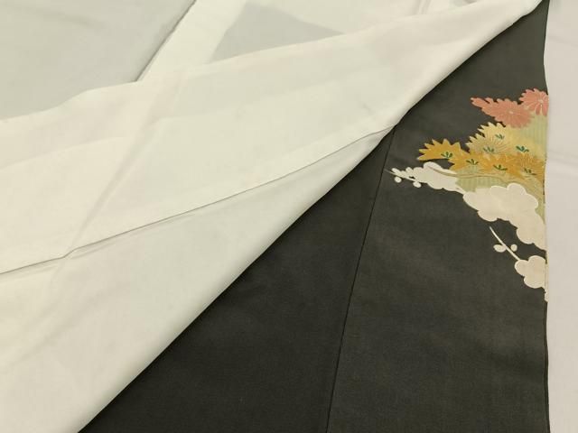 平和屋着物■豪華黒留袖　駒刺繍　松竹梅菊文　金彩　正絹　逸品　BAAY8794hj