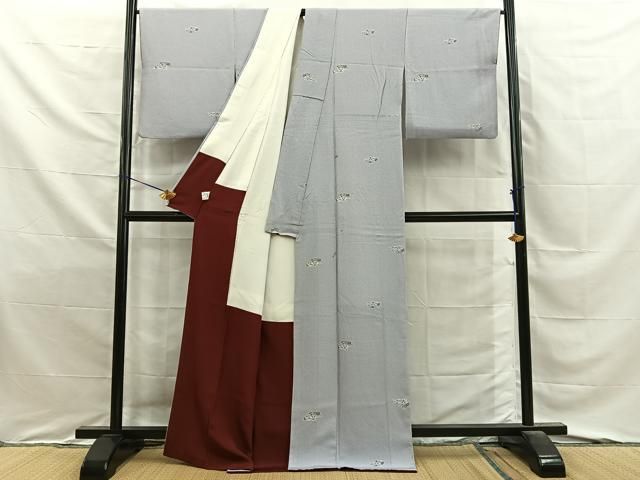 平和屋着物■上質な小紋　片輪車花文　正絹　逸品　BAAY8795hj