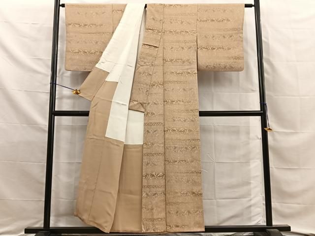 平和屋着物■上質な小紋　動物横段文　正絹　逸品　BAAY8796hj