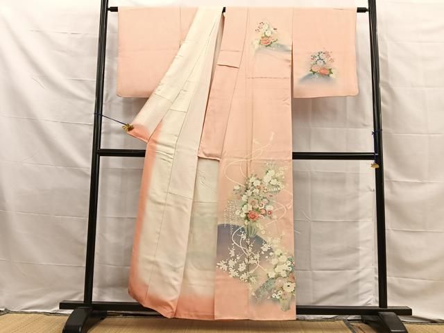 平和屋着物■訪問着　刺繍　飾花文　暈し染め　正絹　逸品　BAAY8797hj