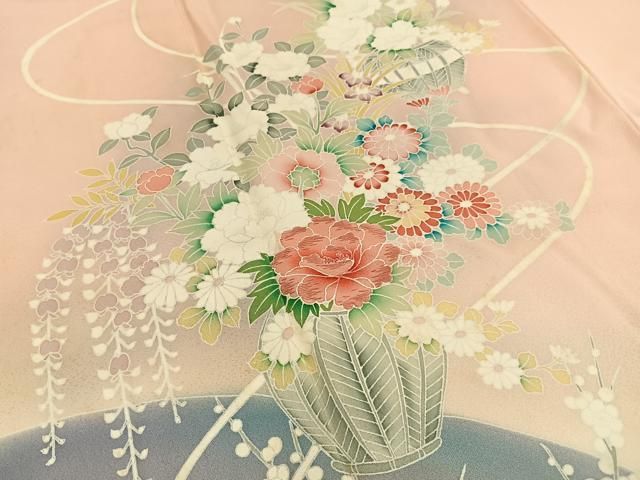 平和屋着物■訪問着　刺繍　飾花文　暈し染め　正絹　逸品　BAAY8797hj