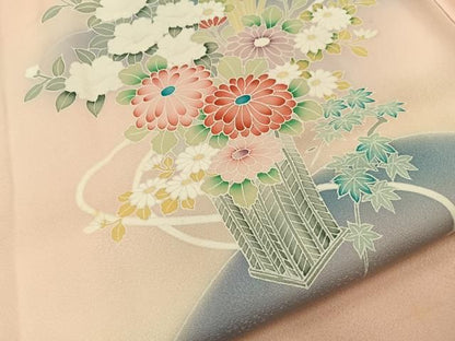 平和屋着物■訪問着　刺繍　飾花文　暈し染め　正絹　逸品　BAAY8797hj