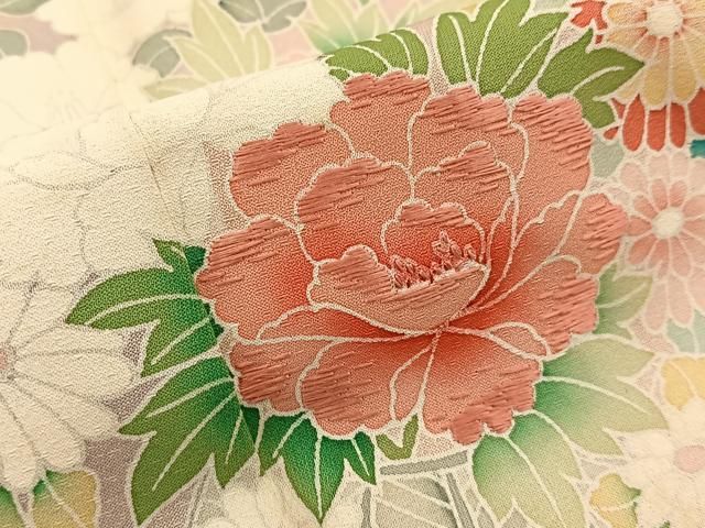 平和屋着物■訪問着　刺繍　飾花文　暈し染め　正絹　逸品　BAAY8797hj