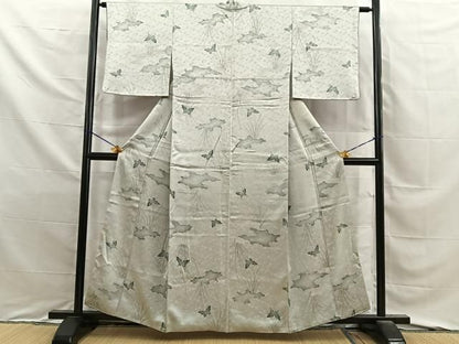 平和屋着物■上質な小紋　舞蝶文　正絹　逸品　BAAY8798hj