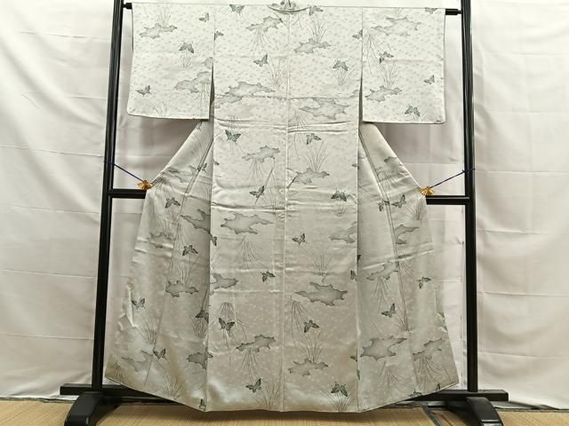平和屋着物■上質な小紋　舞蝶文　正絹　逸品　BAAY8798hj