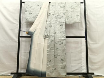 平和屋着物■上質な小紋　舞蝶文　正絹　逸品　BAAY8798hj