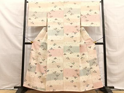 平和屋着物■上質な小紋　花蝶文　暈し染め　正絹　逸品　BAAY8799hj