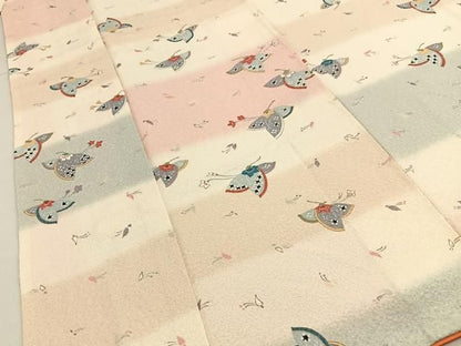 平和屋着物■上質な小紋　花蝶文　暈し染め　正絹　逸品　BAAY8799hj