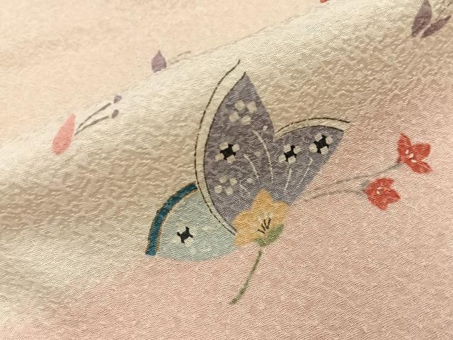 平和屋着物■上質な小紋　花蝶文　暈し染め　正絹　逸品　BAAY8799hj