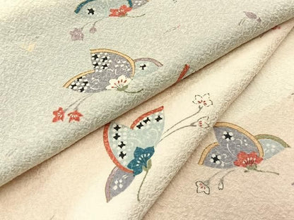 平和屋着物■上質な小紋　花蝶文　暈し染め　正絹　逸品　BAAY8799hj