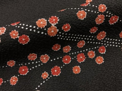 平和屋着物■上質な小紋　枝花文　黒地　正絹　逸品　BAAY8800hj