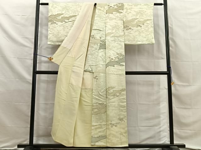 平和屋着物■上質な小紋　寿光織　秋草文　金銀糸　正絹　逸品　BAAY8802hj