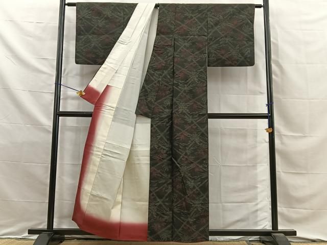 平和屋着物■本場大島紬　草葉文　正絹　逸品　BAAY8805hj