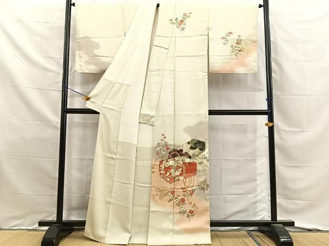 平和屋着物■訪問着　文箱草花文　暈し染め　金彩　正絹　逸品　BAAY8807hj